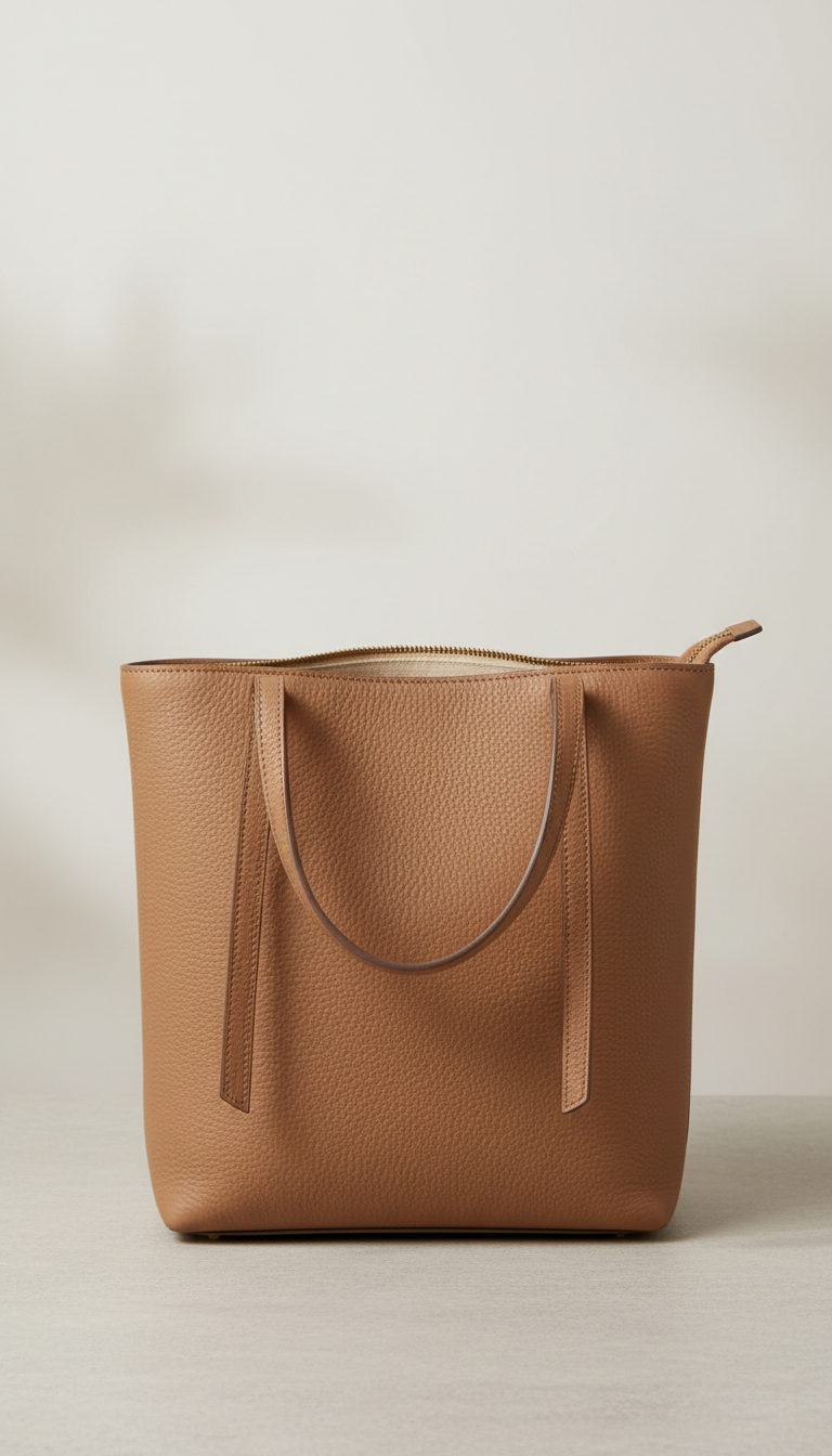 Warm Taupe Vertical Tote