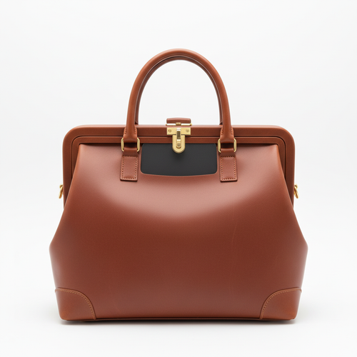Men's Chestnut Brown Leather Doctor Style Laptop Bag