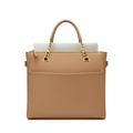 Women's Camel Leather Gold Chain Laptop Tote