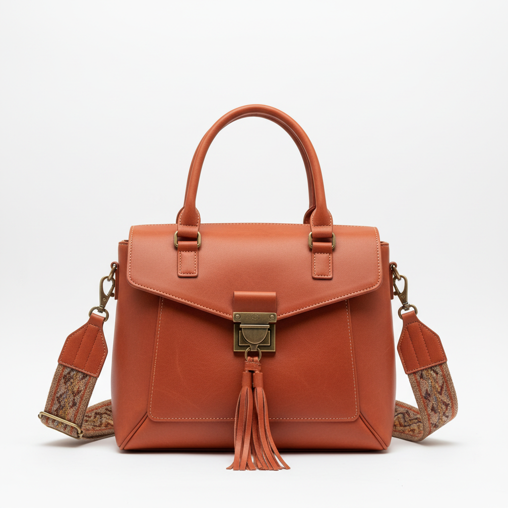 Women's Terracotta Leather Boho Chic Laptop Bag
