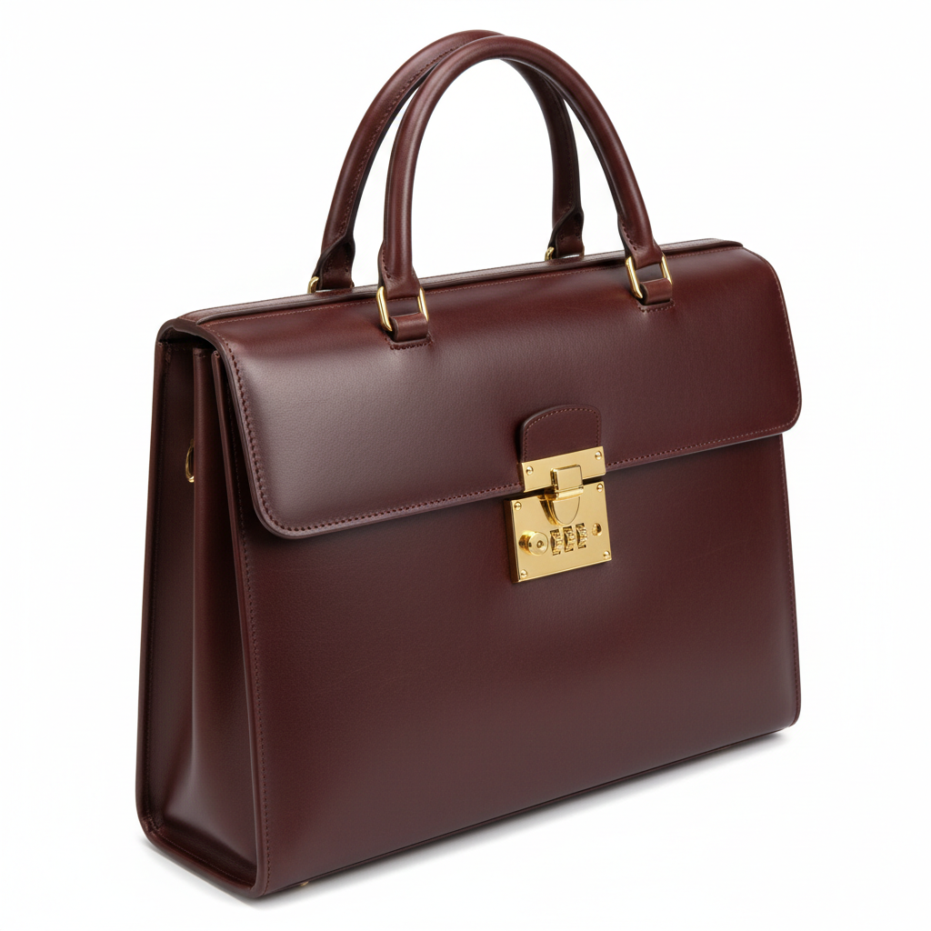 Men's Mahogany Brown Leather Luxury Attaché Laptop Case