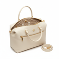 Women's Cream Ivory Leather Work Laptop Tote