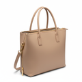 Women's Nude Beige Minimalist Leather Laptop Tote