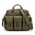Men's Olive Green Leather Explorer Laptop Bag