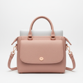 Women's Blush Pink Leather Rose Gold Laptop Satchel