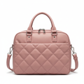Women's Dusty Pink Quilted Leather Laptop Work Bag