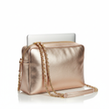 Women's Rose Gold Metallic Leather Glamour Laptop Bag