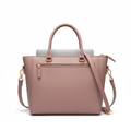 Women's Mauve Pink Leather Modern Work Laptop Tote
