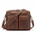 Men's Coffee Brown Waxed Leather Laptop Commuter Bag