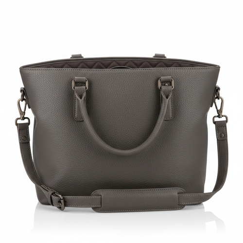 Men's Charcoal Grey Leather Business Laptop Tote