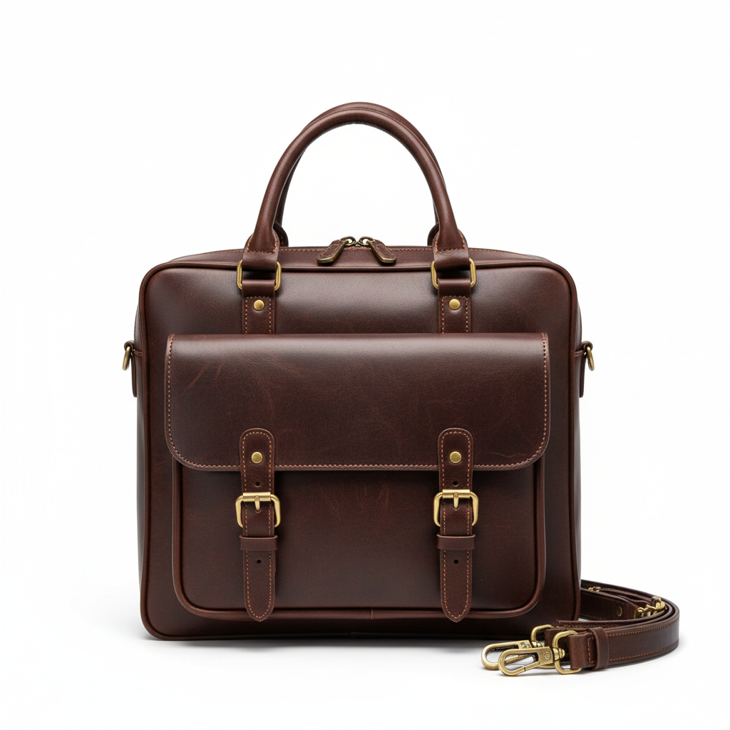 Men's Dark Brown Classic Leather Laptop Bag