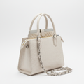 Women's Pearl White Croc Embossed Leather Luxury Laptop Tote