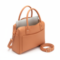 Women's Peach Apricot Leather Rose Gold Laptop Tote
