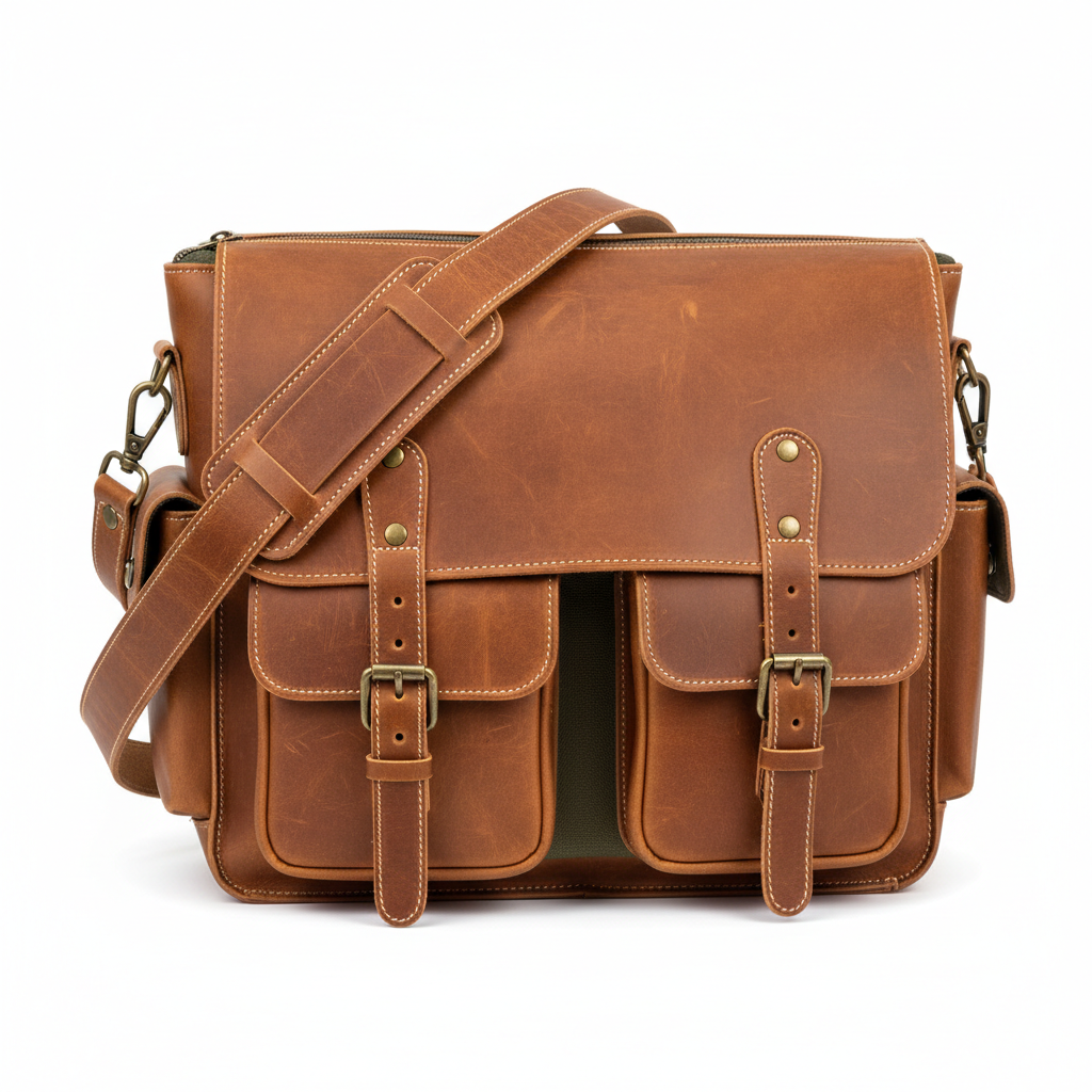 Men's Tan Vintage Leather Laptop Satchel